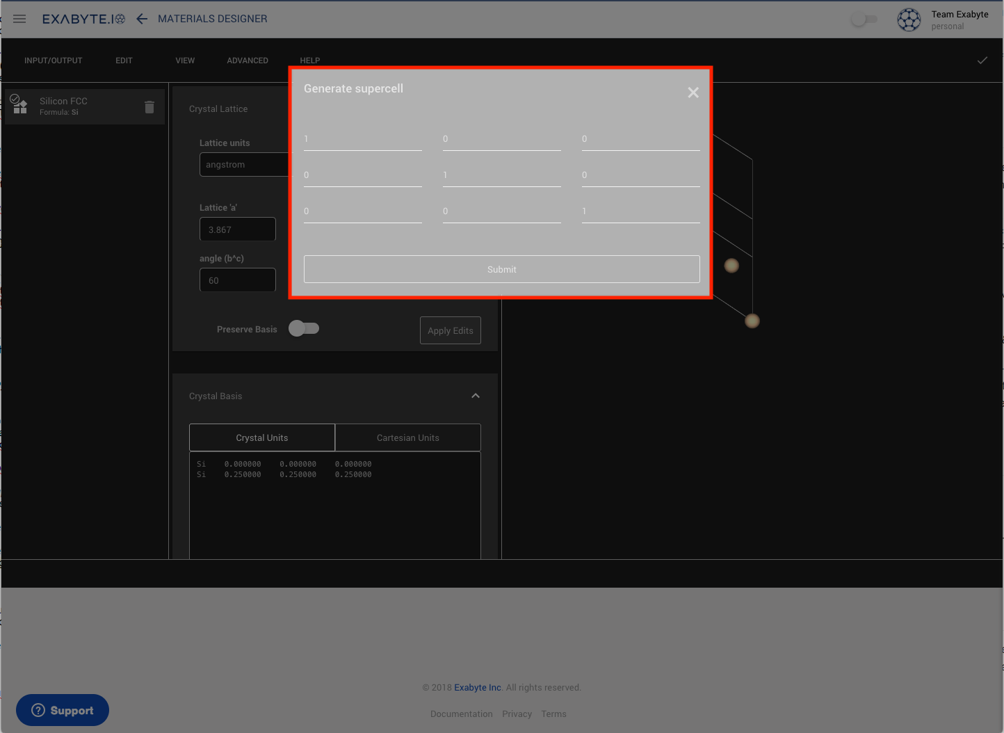 Supercell Transformation Matrix