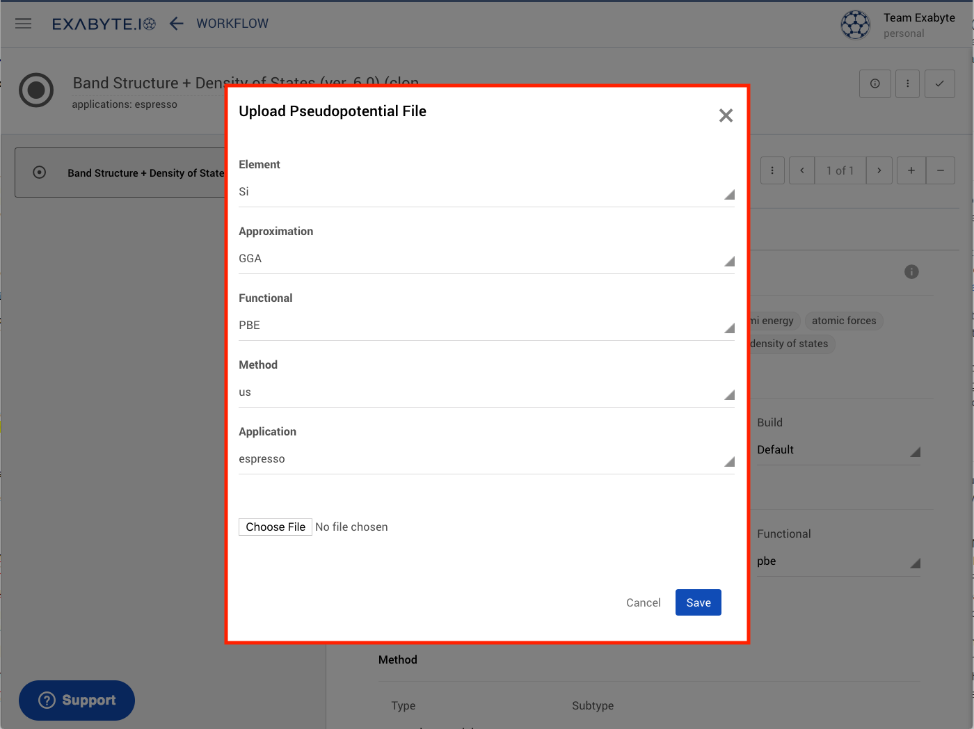 Upload Pseudopotential